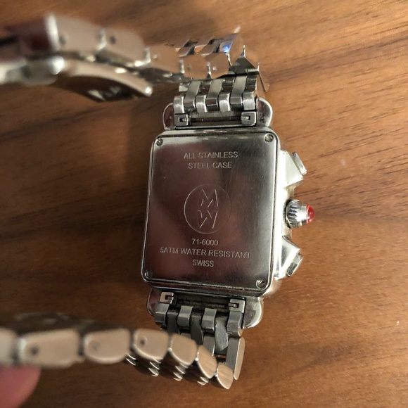 Michele Deco Stainless Diamond Watch with Mother of Pearl and Chronograph - Picture 4 of 4